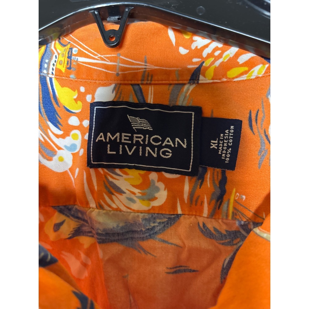 American Living Orange Marlin Sailboat Hawaiian Aloha Shirt Mens XL oversized - Picture 5 of 8